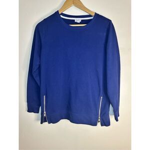 J. Crew Navy Blue Zip Bottom Crewneck Sweater Size Small